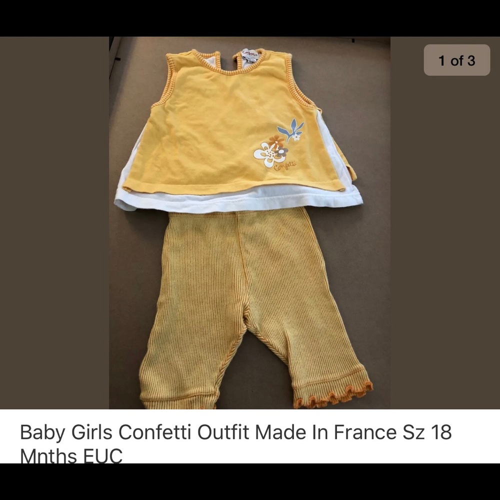 Baby girls Confetti Made in France outfit sz 18mth